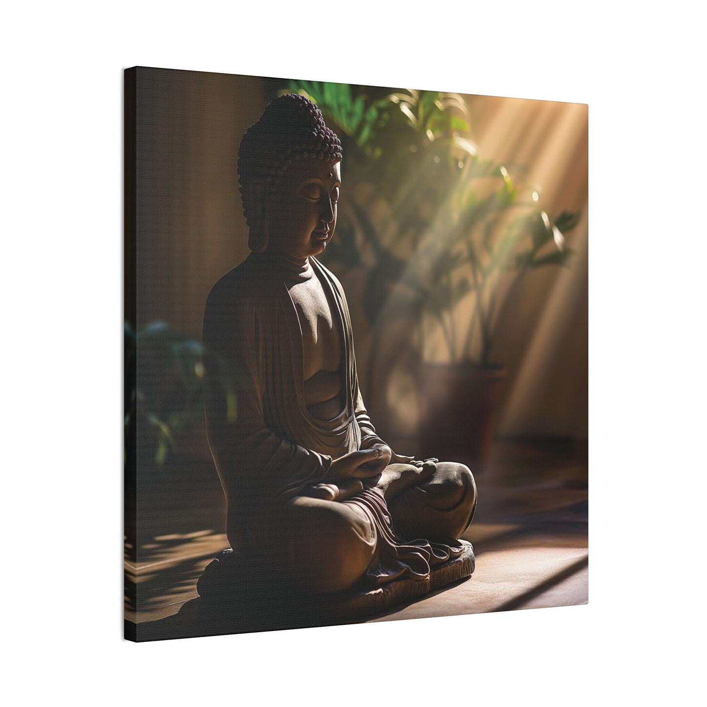 Buddha 3 Square Canvas Stretched, 0.75"
