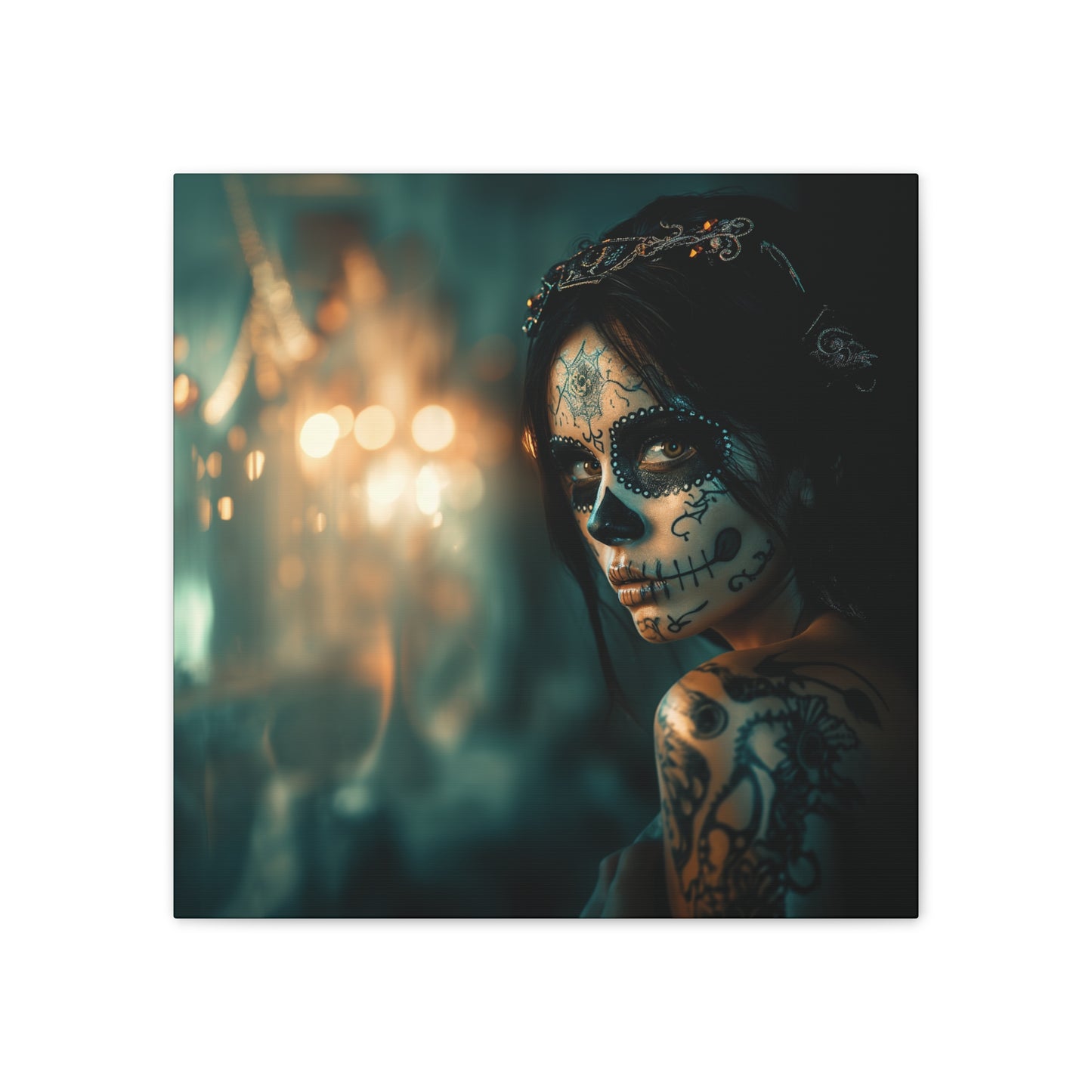 Day of the Dead 13 Square Canvas Stretched, 0.75"