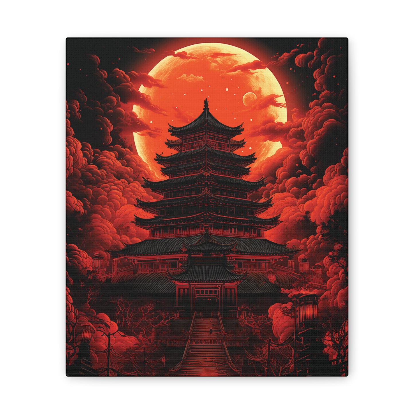 Japanese Temple Canvas Stretched, 0.75"