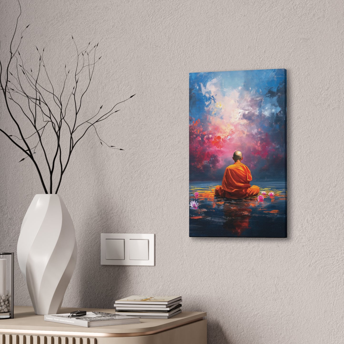 Buddha Painting Print 7 Canvas Stretched, 0.75"