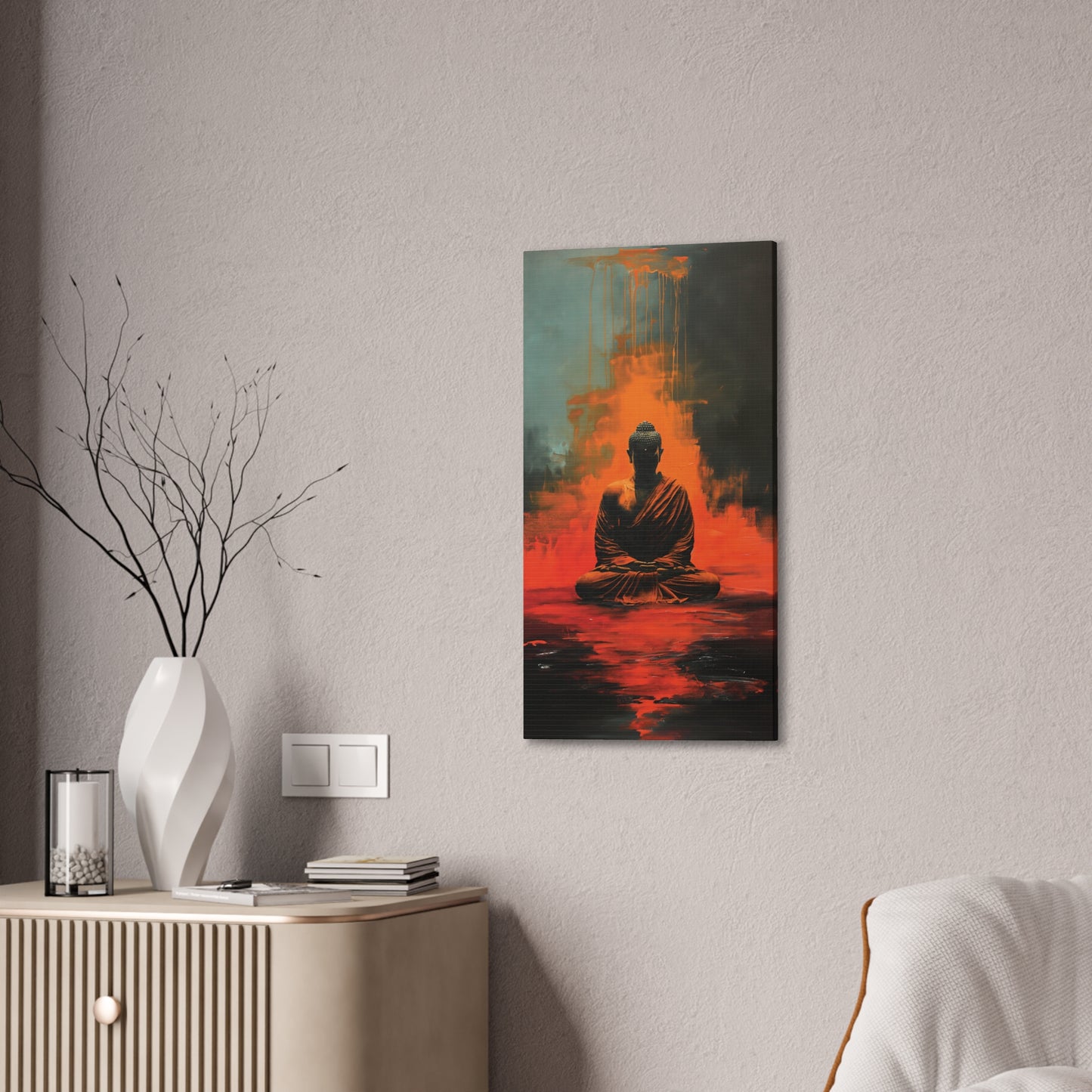 Buddha Painting Print 13 Canvas Stretched, 0.75"