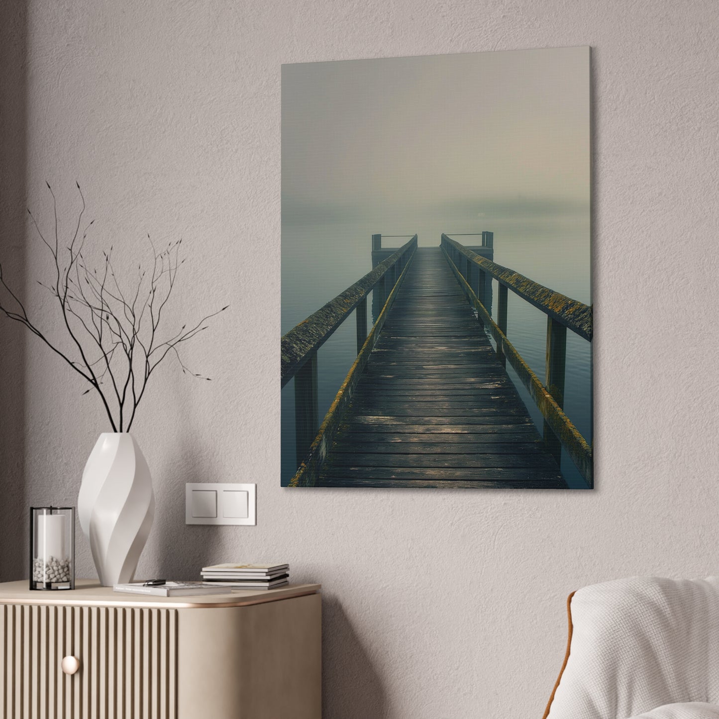 Misty Pier 9 Canvas Stretched, 0.75"