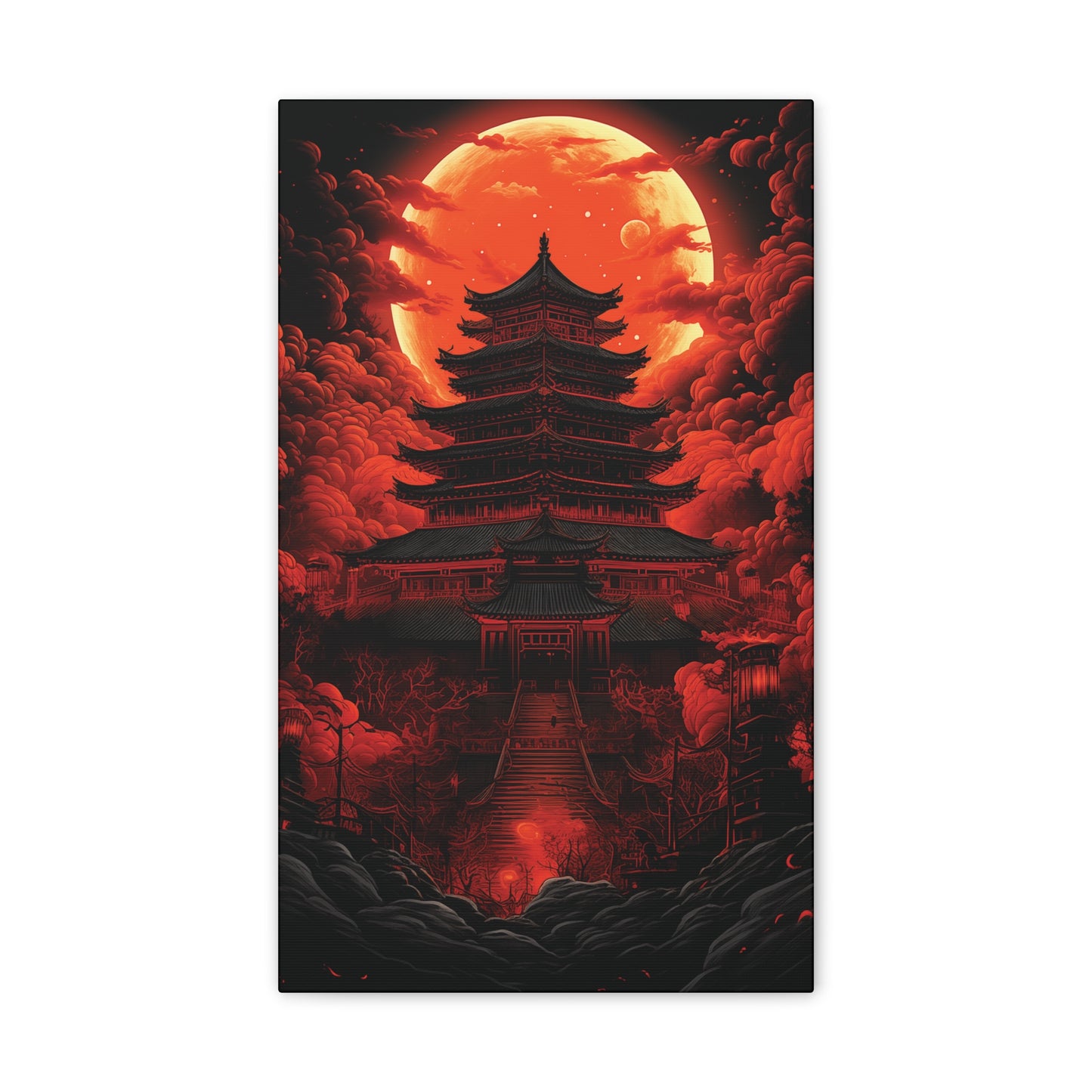 Japanese Temple Canvas Stretched, 0.75"