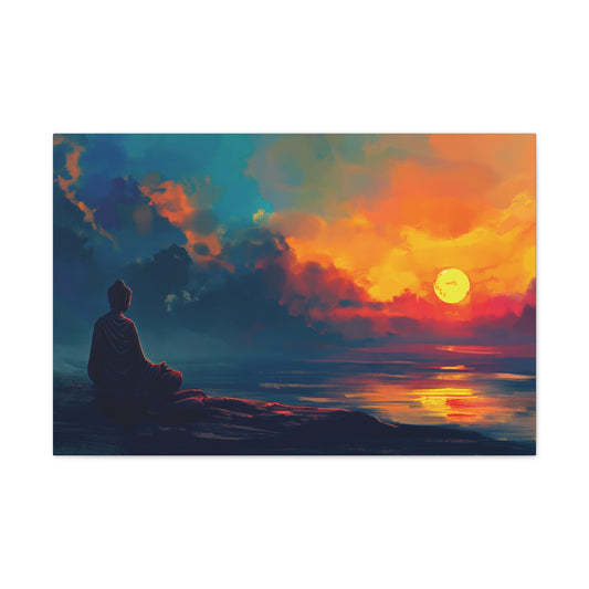 Buddha Painting Print 15 Canvas Stretched, 0.75"