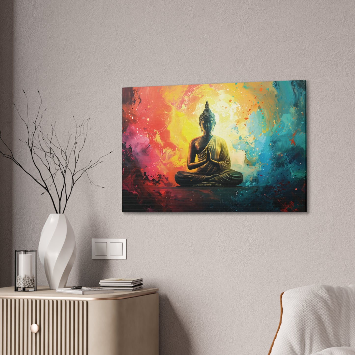 Buddha Painting Print 12 Canvas Stretched, 0.75"