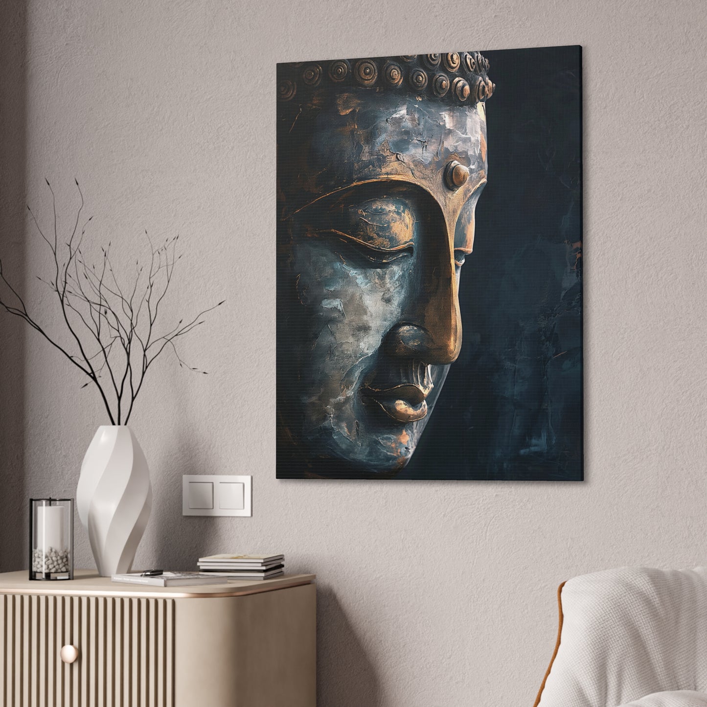 Buddha Painting Print 9 Canvas Stretched, 0.75"