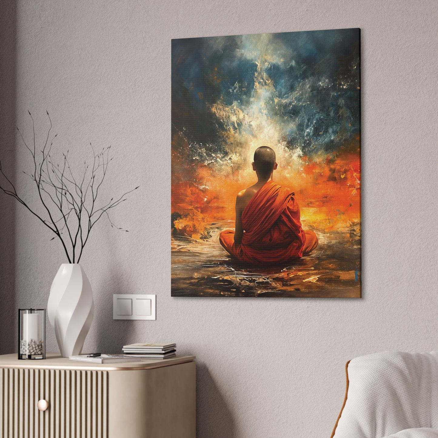 Buddha Painting Print 6 Canvas Stretched, 0.75"