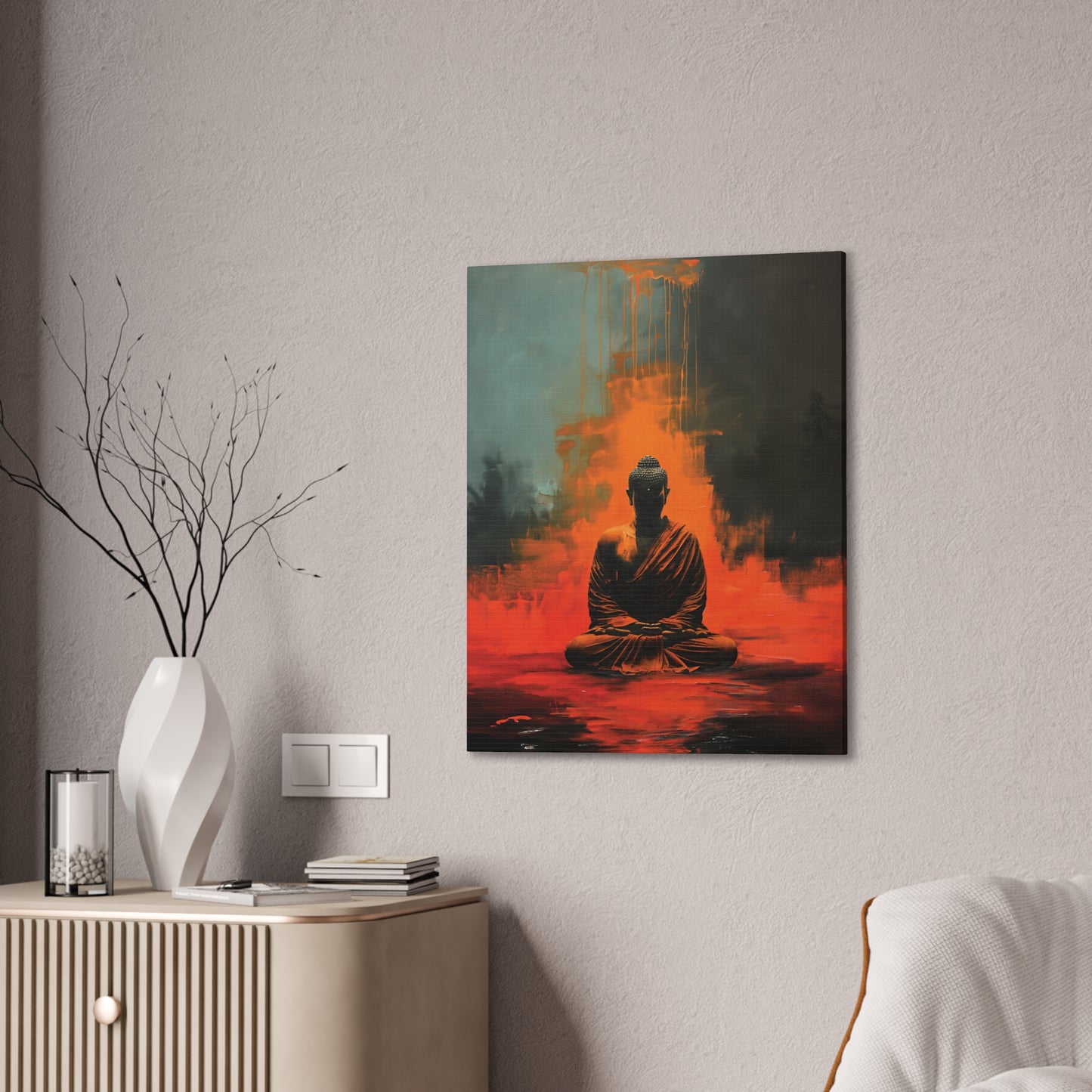 Buddha Painting Print 13 Canvas Stretched, 0.75"