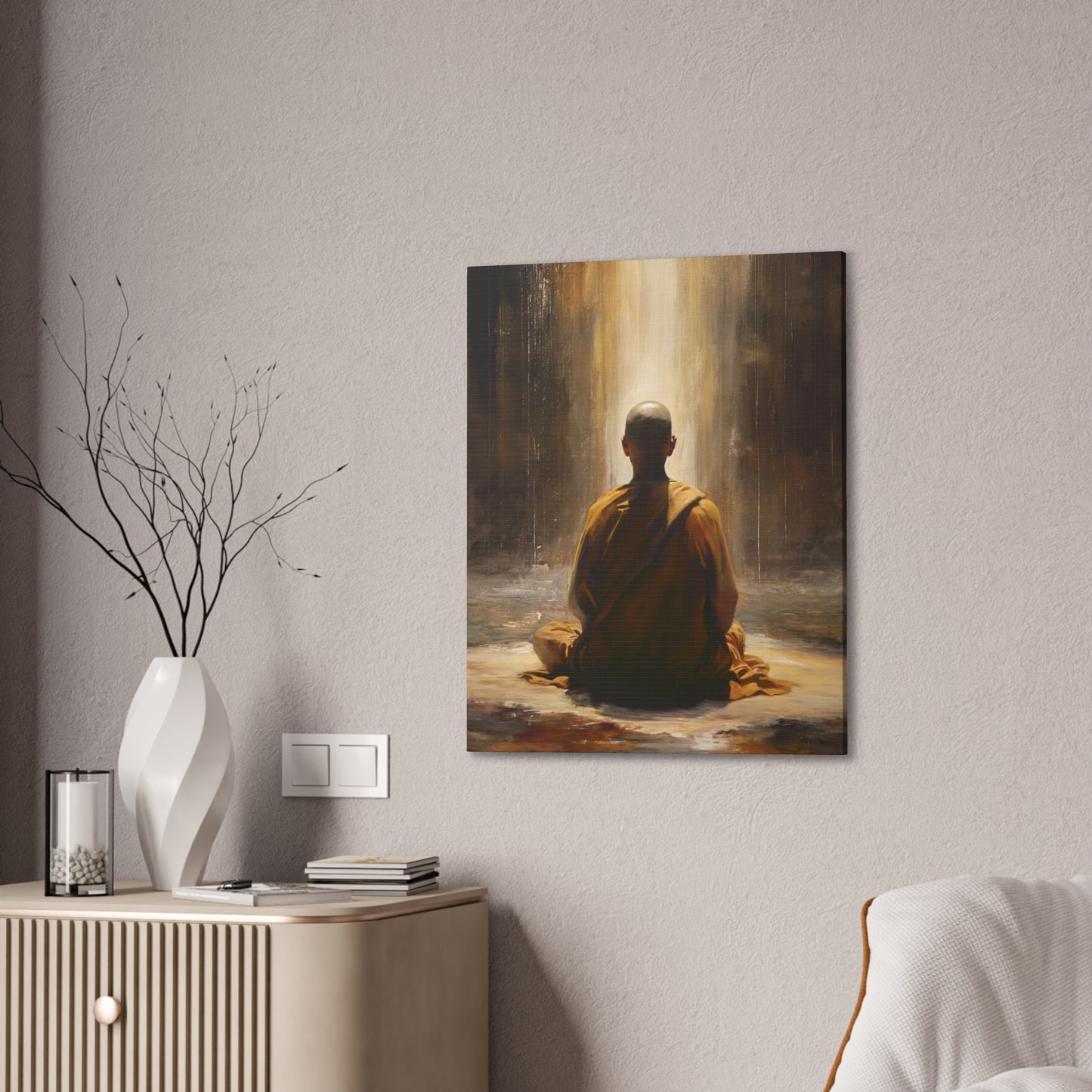 Buddha Painting Print 5 Canvas Stretched, 0.75"