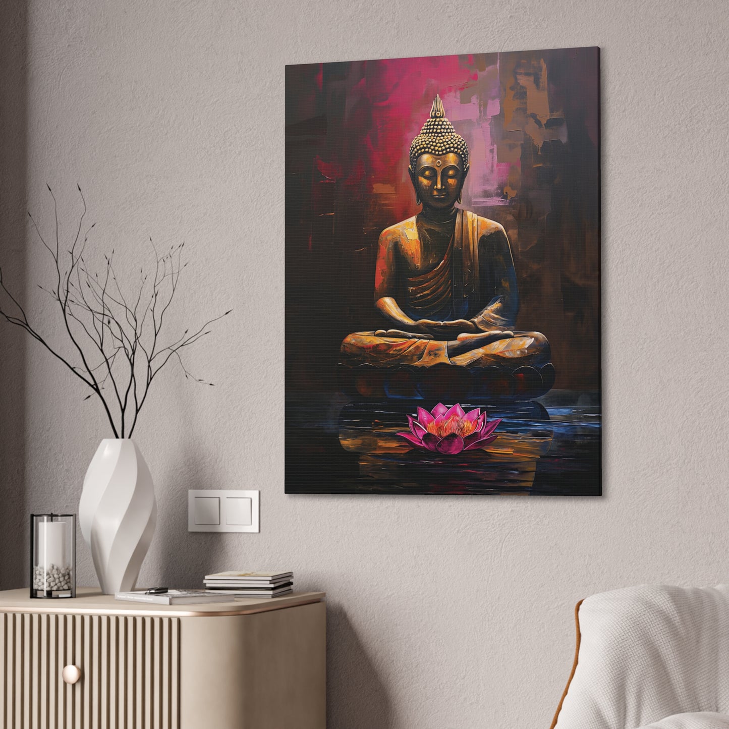 Buddha Painting Print 14 Canvas Stretched, 0.75"