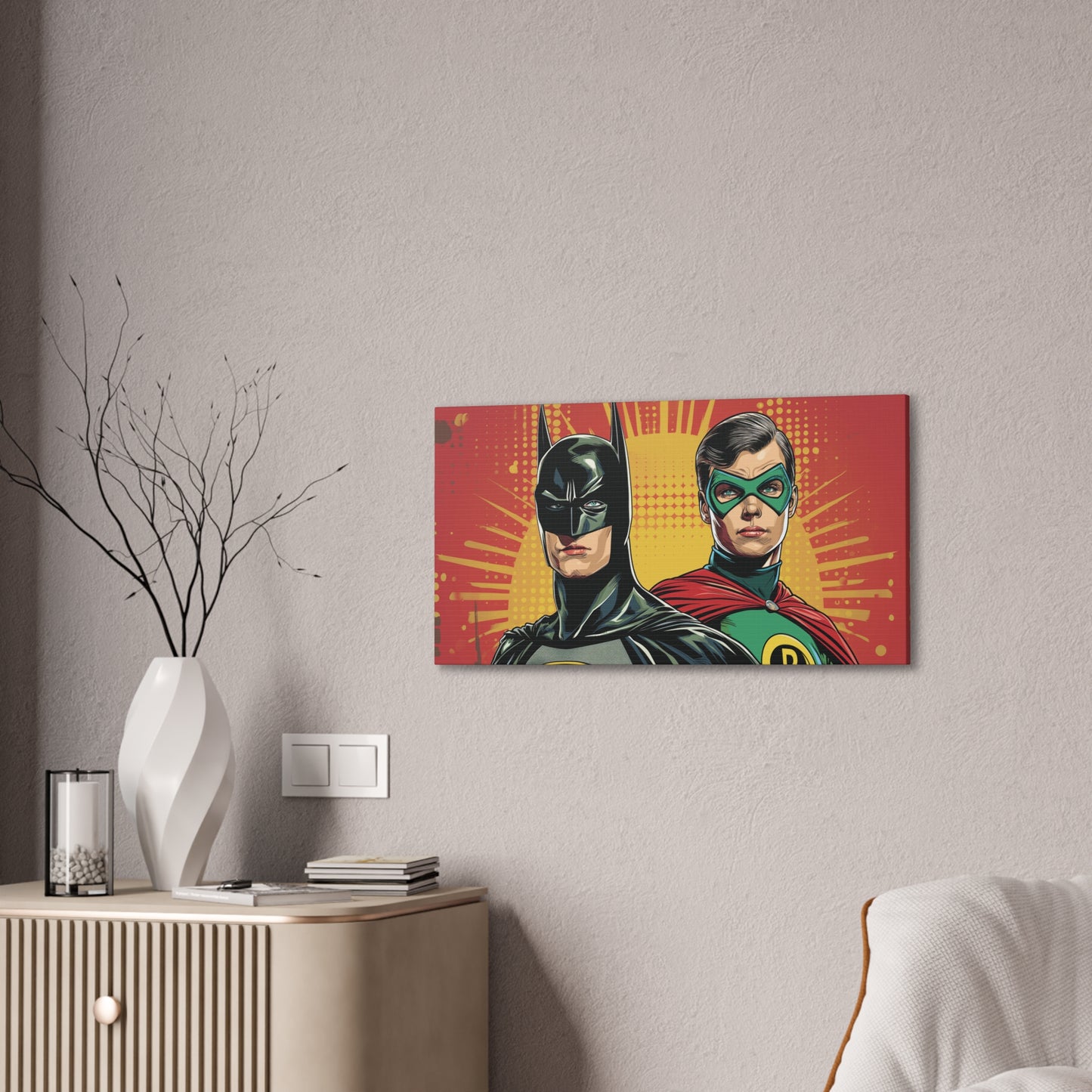 Bat and Boy Wonder 2 Canvas Stretched, 0.75"