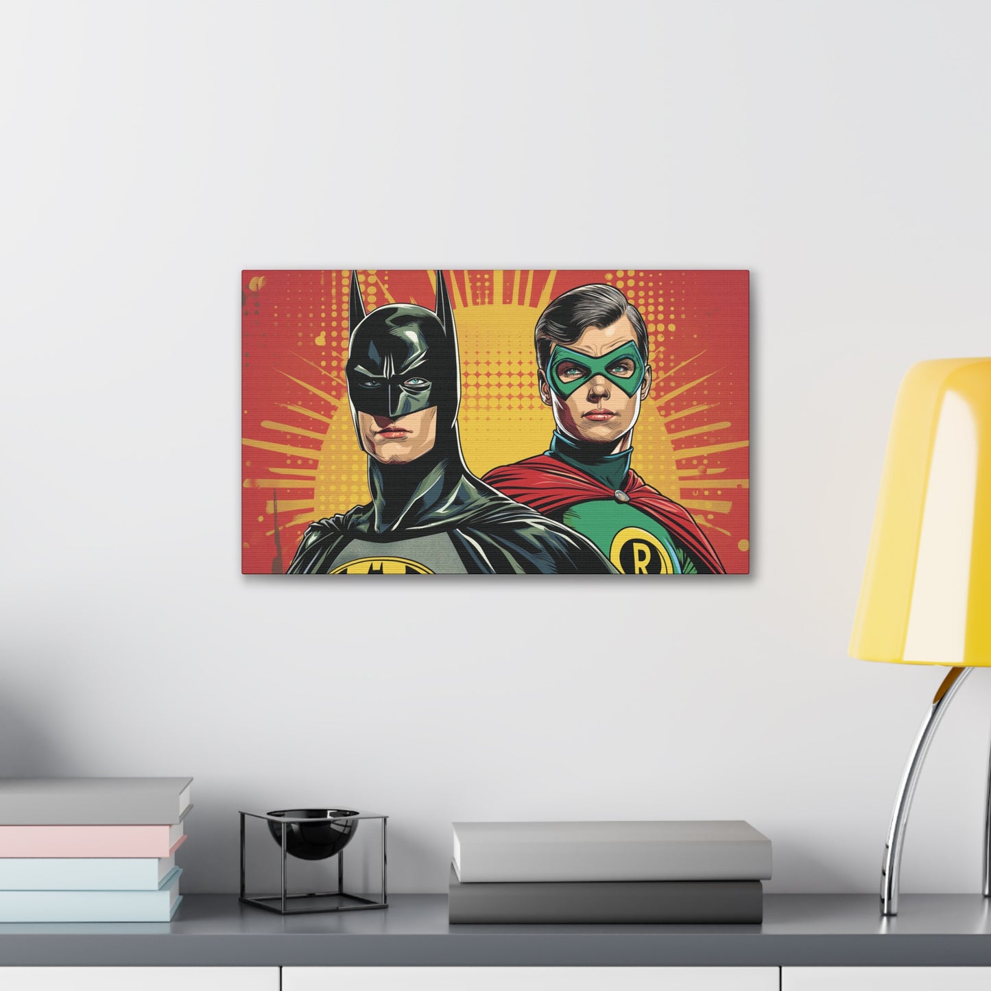 Bat and Boy Wonder 2 Canvas Stretched, 0.75"