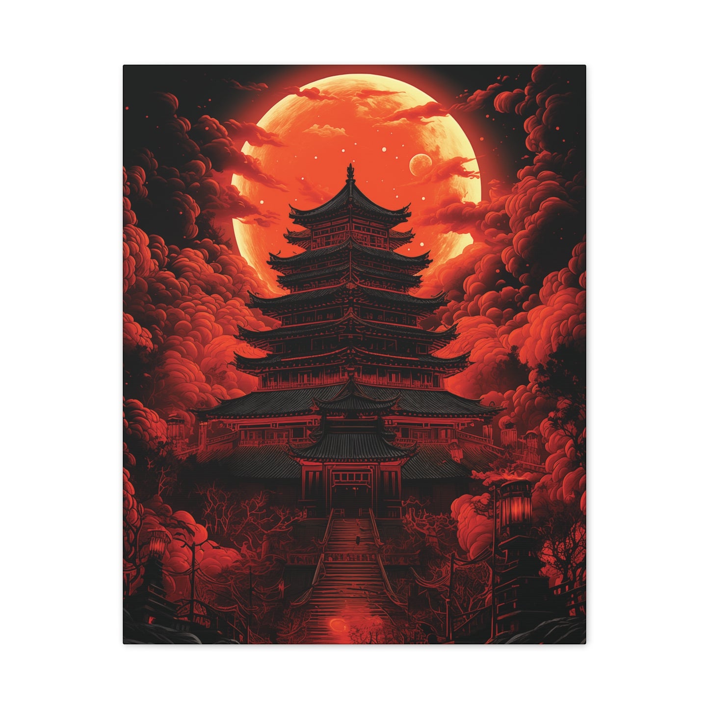 Japanese Temple Canvas Stretched, 0.75"