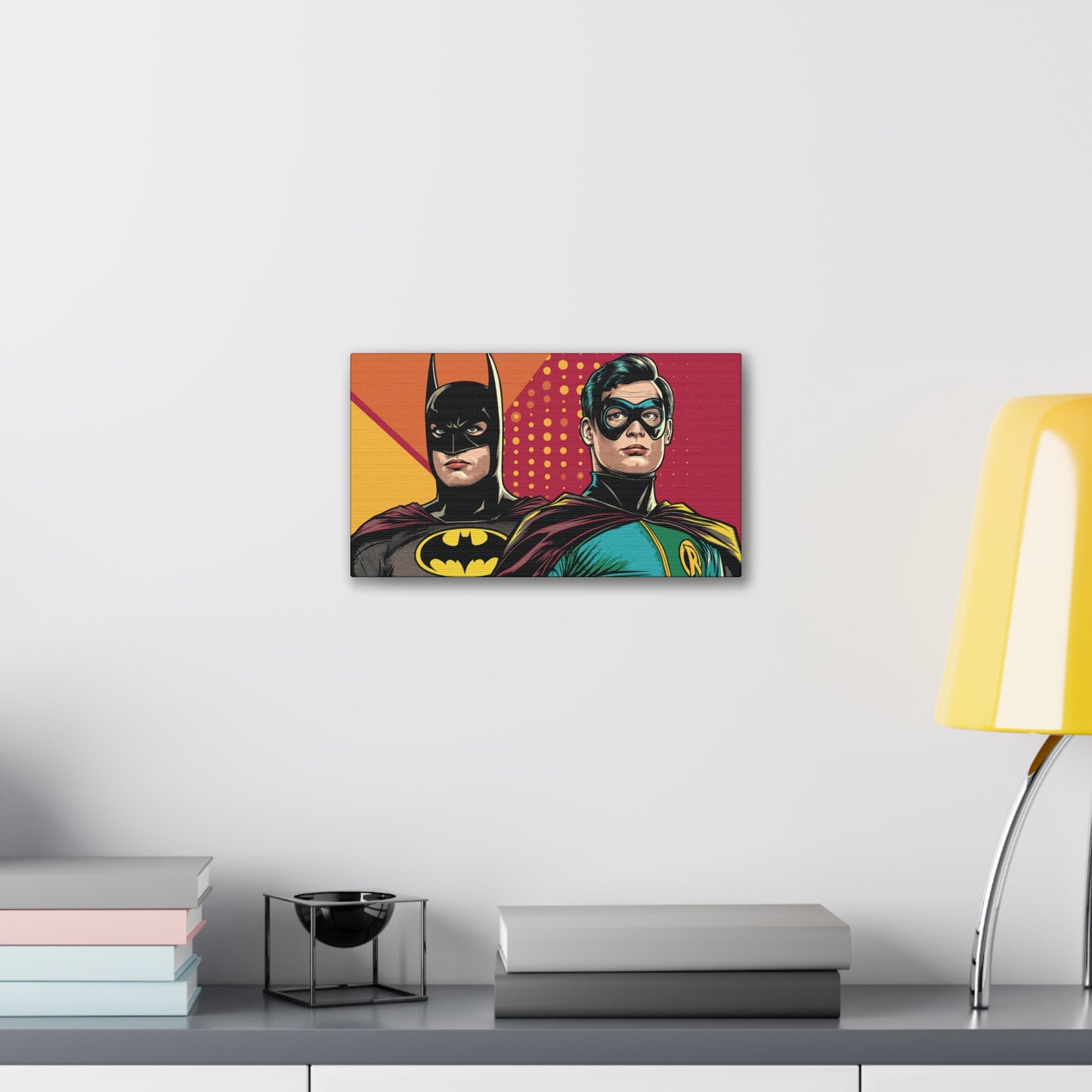 Bat and Boy Wonder Canvas Stretched, 0.75"