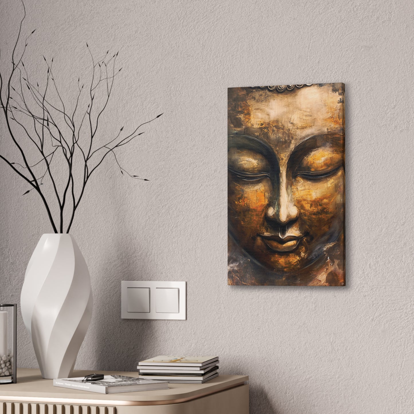 Buddha Painting Print 8 Canvas Stretched, 0.75"