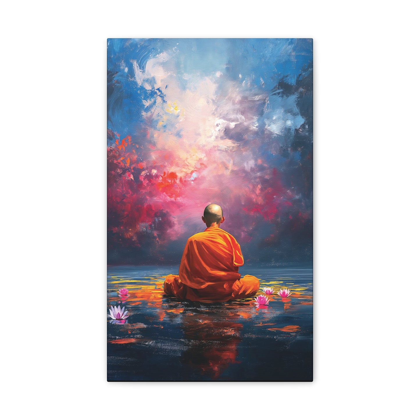 Buddha Painting Print 7 Canvas Stretched, 0.75"