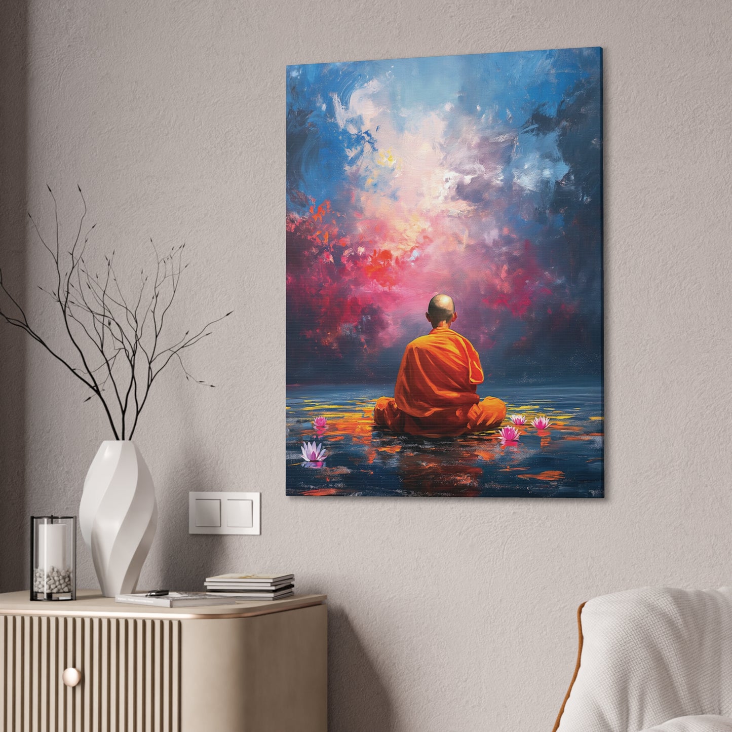 Buddha Painting Print 7 Canvas Stretched, 0.75"