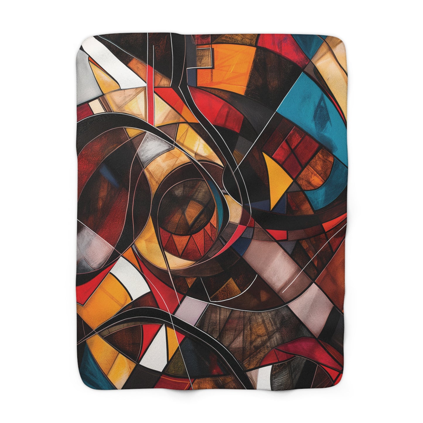 Abstract Cubist Sherpa Fleece Blanket