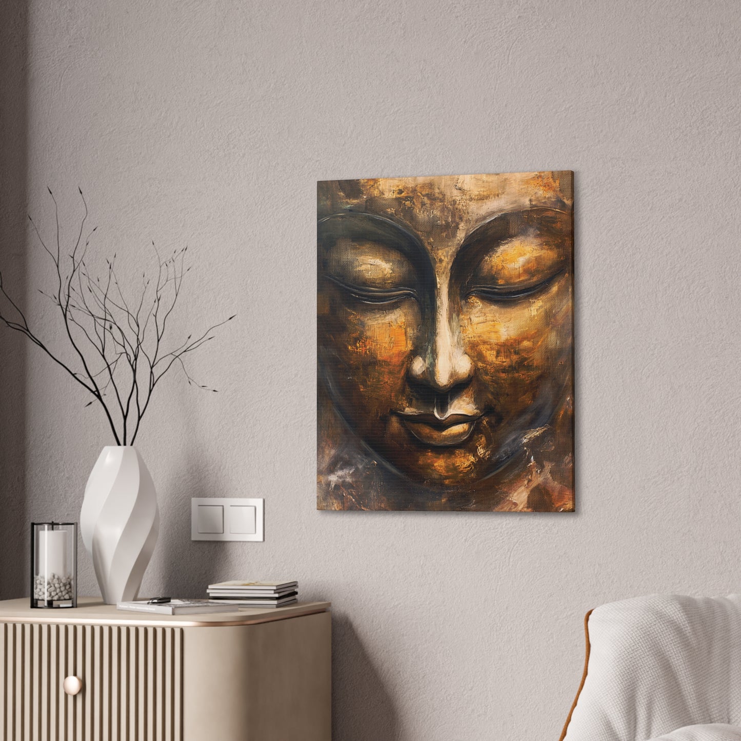 Buddha Painting Print 8 Canvas Stretched, 0.75"