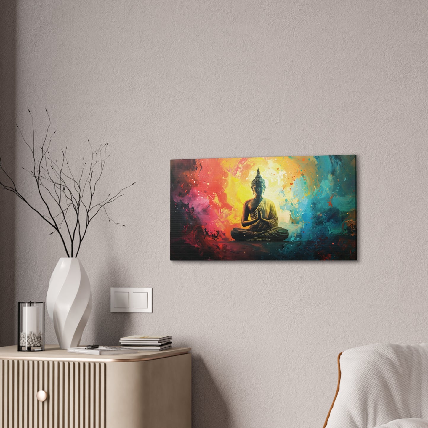 Buddha Painting Print 12 Canvas Stretched, 0.75"