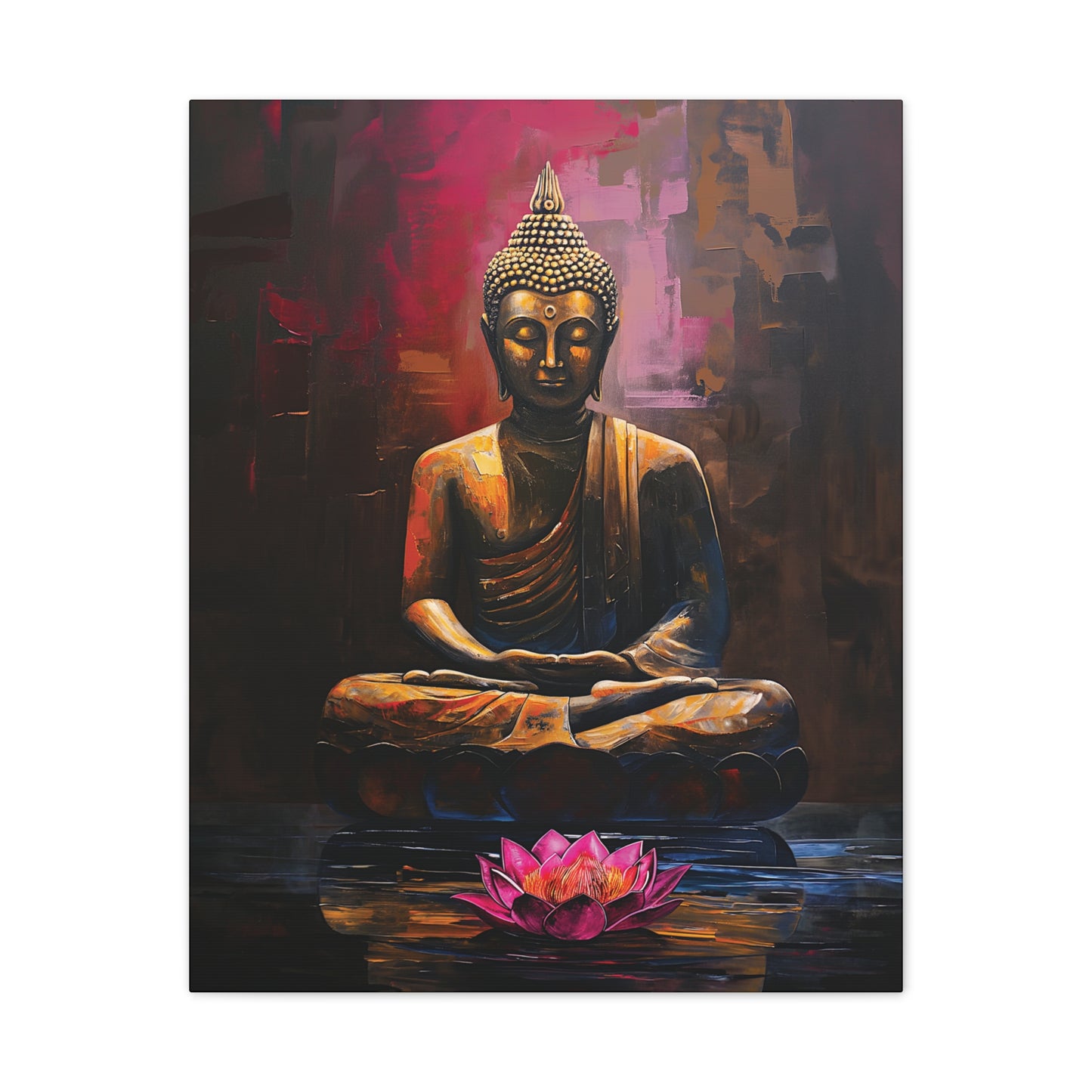 Buddha Painting Print 14 Canvas Stretched, 0.75"