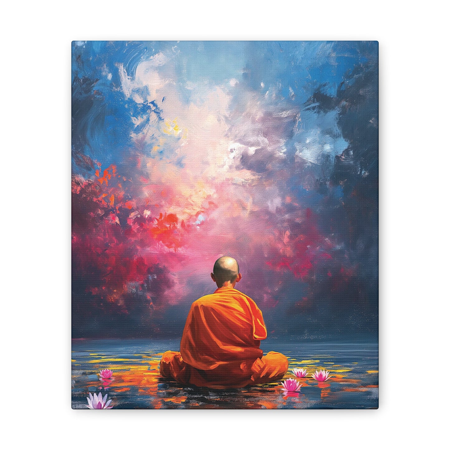 Buddha Painting Print 7 Canvas Stretched, 0.75"