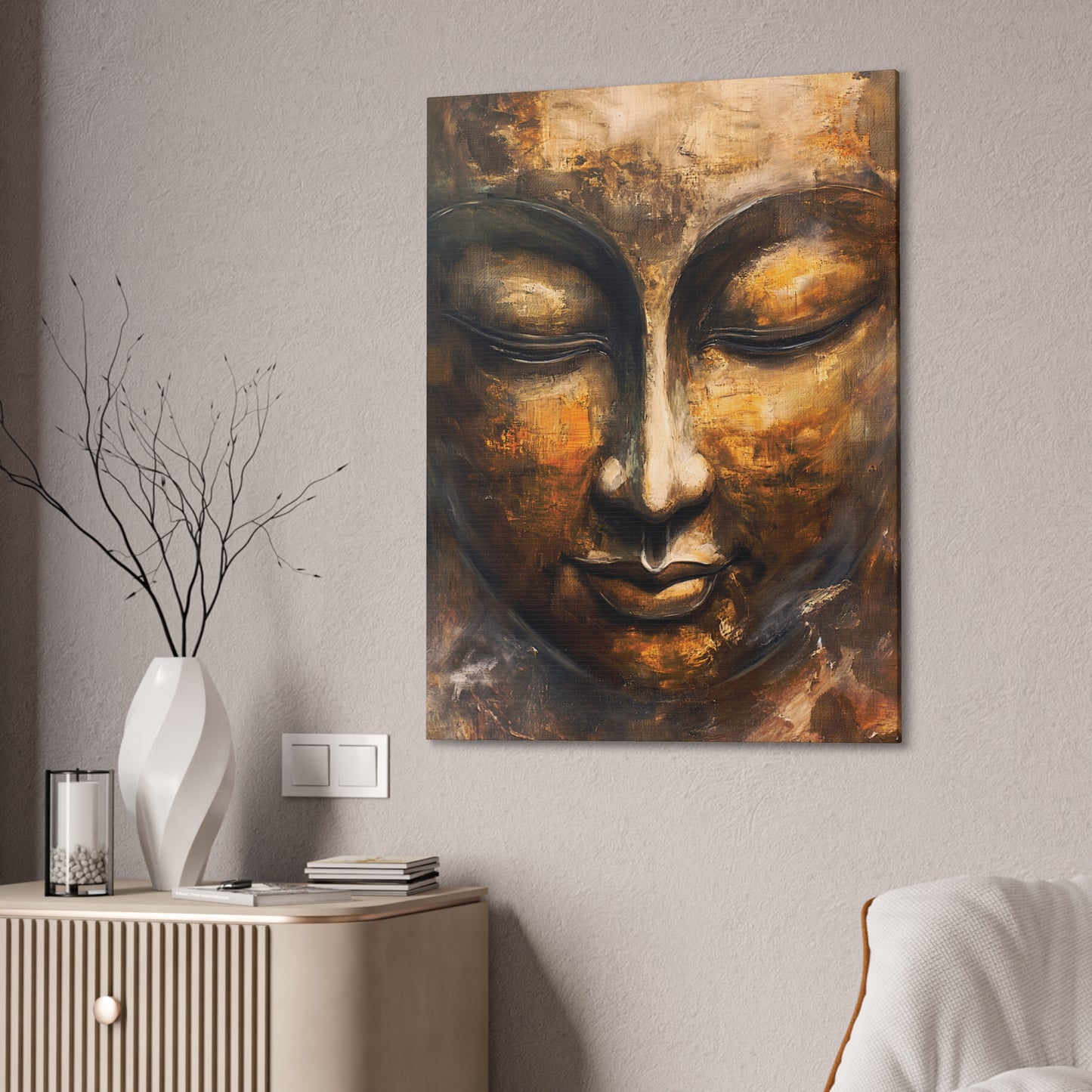 Buddha Painting Print 8 Canvas Stretched, 0.75"