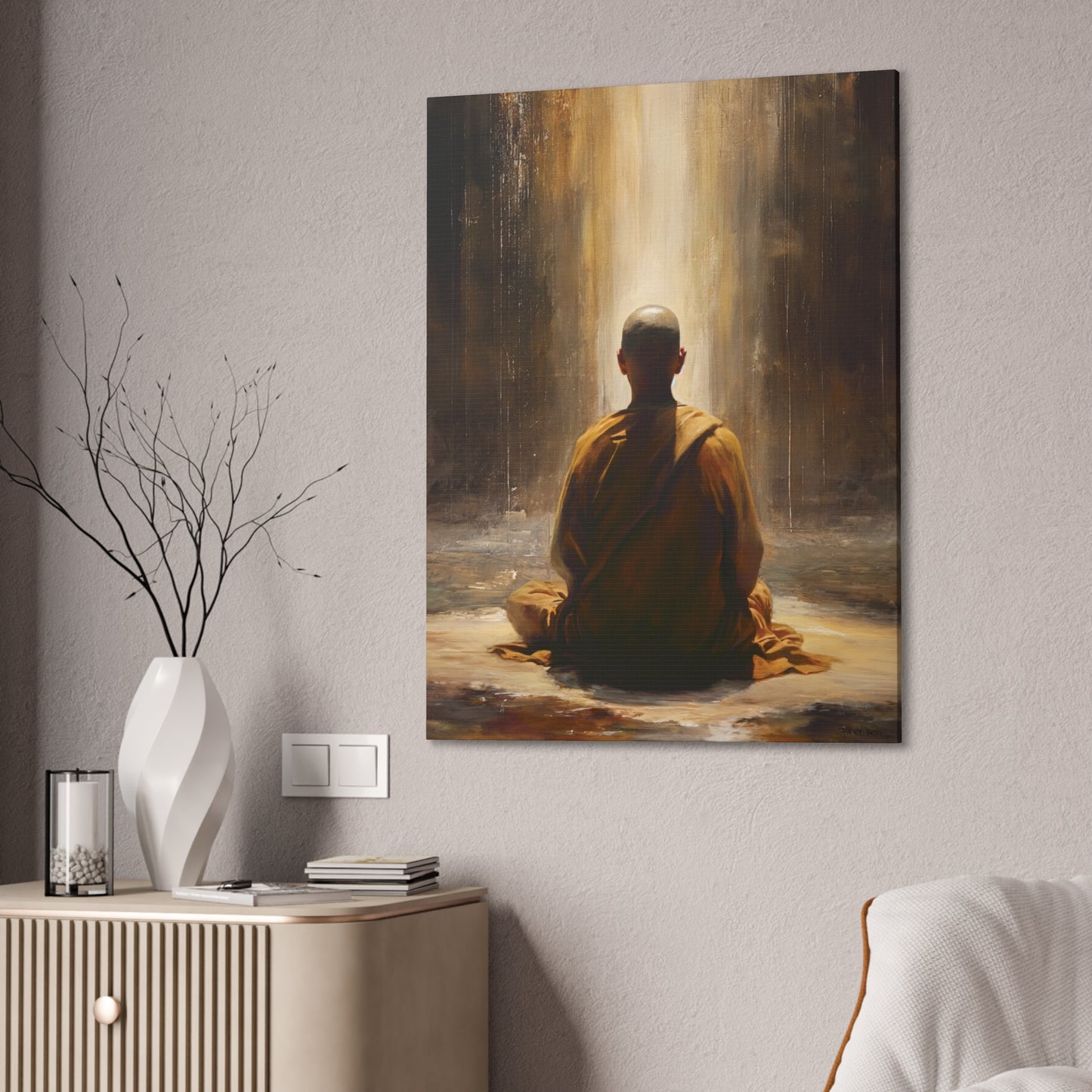 Buddha Painting Print 5 Canvas Stretched, 0.75"