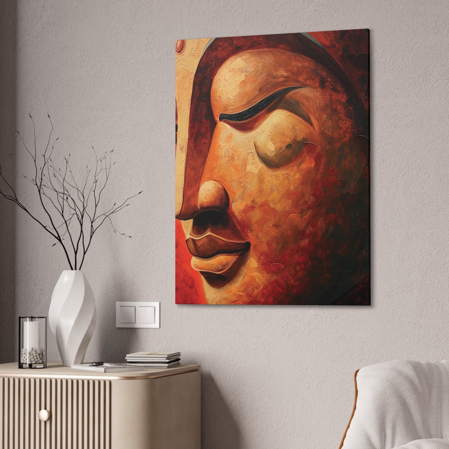 Buddha Painting Print 10 Canvas Stretched, 0.75"