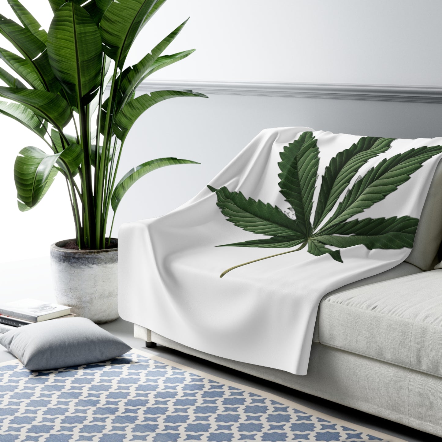 Leaf Sherpa Fleece Blanket