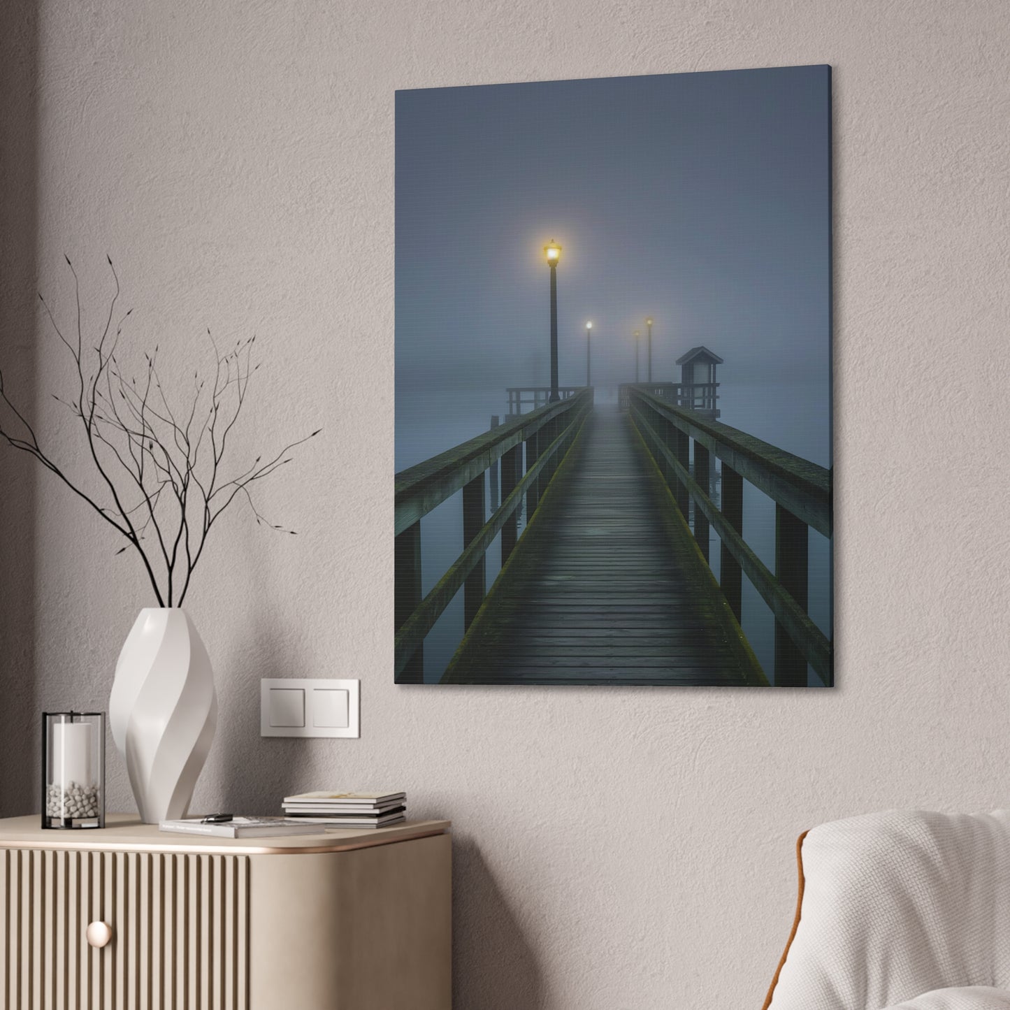 Misty Pier 7 Canvas Stretched, 0.75"