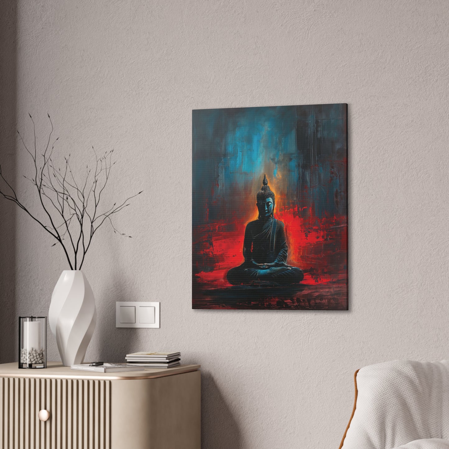 Buddha Painting Print 16 Canvas Stretched, 0.75"