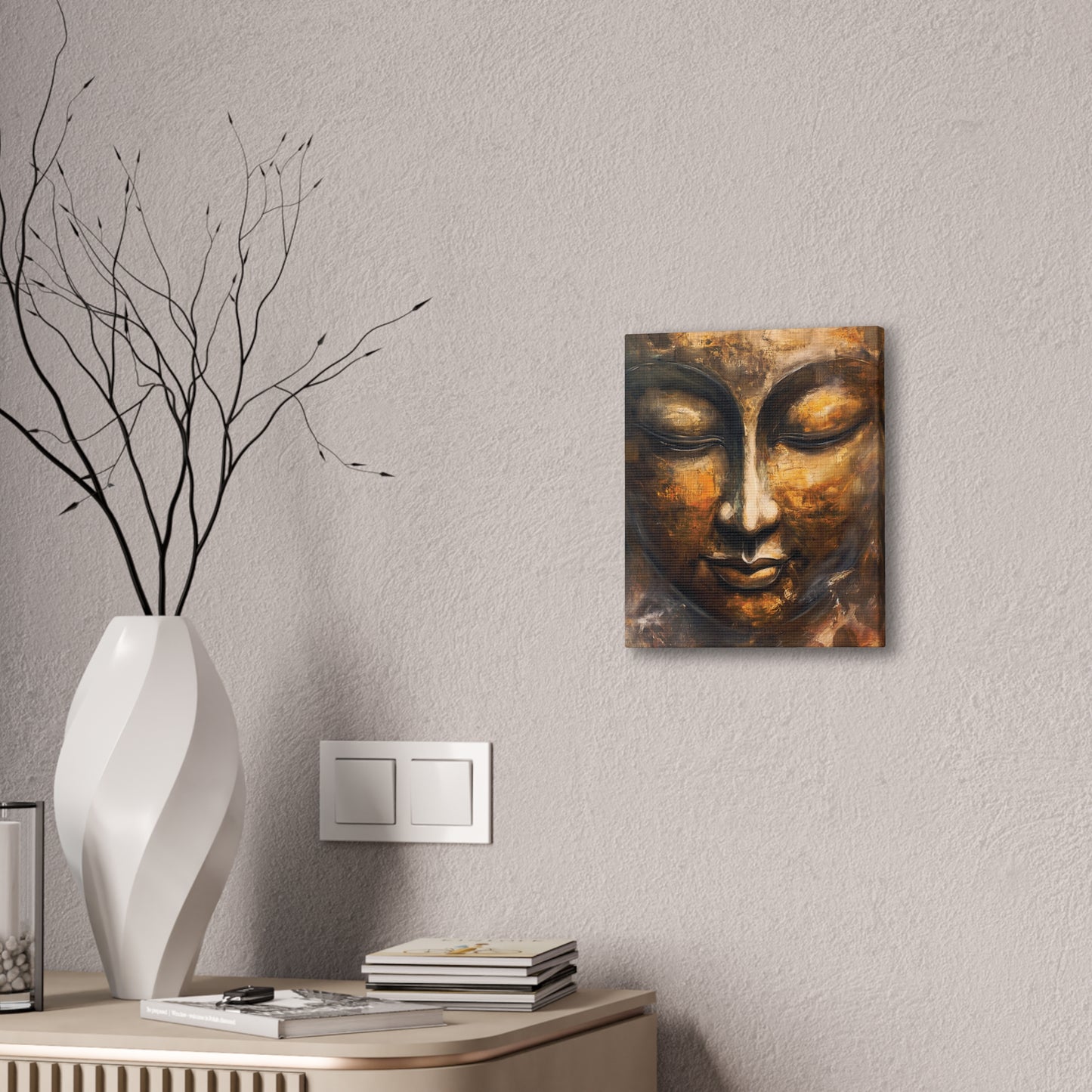 Buddha Painting Print 8 Canvas Stretched, 0.75"