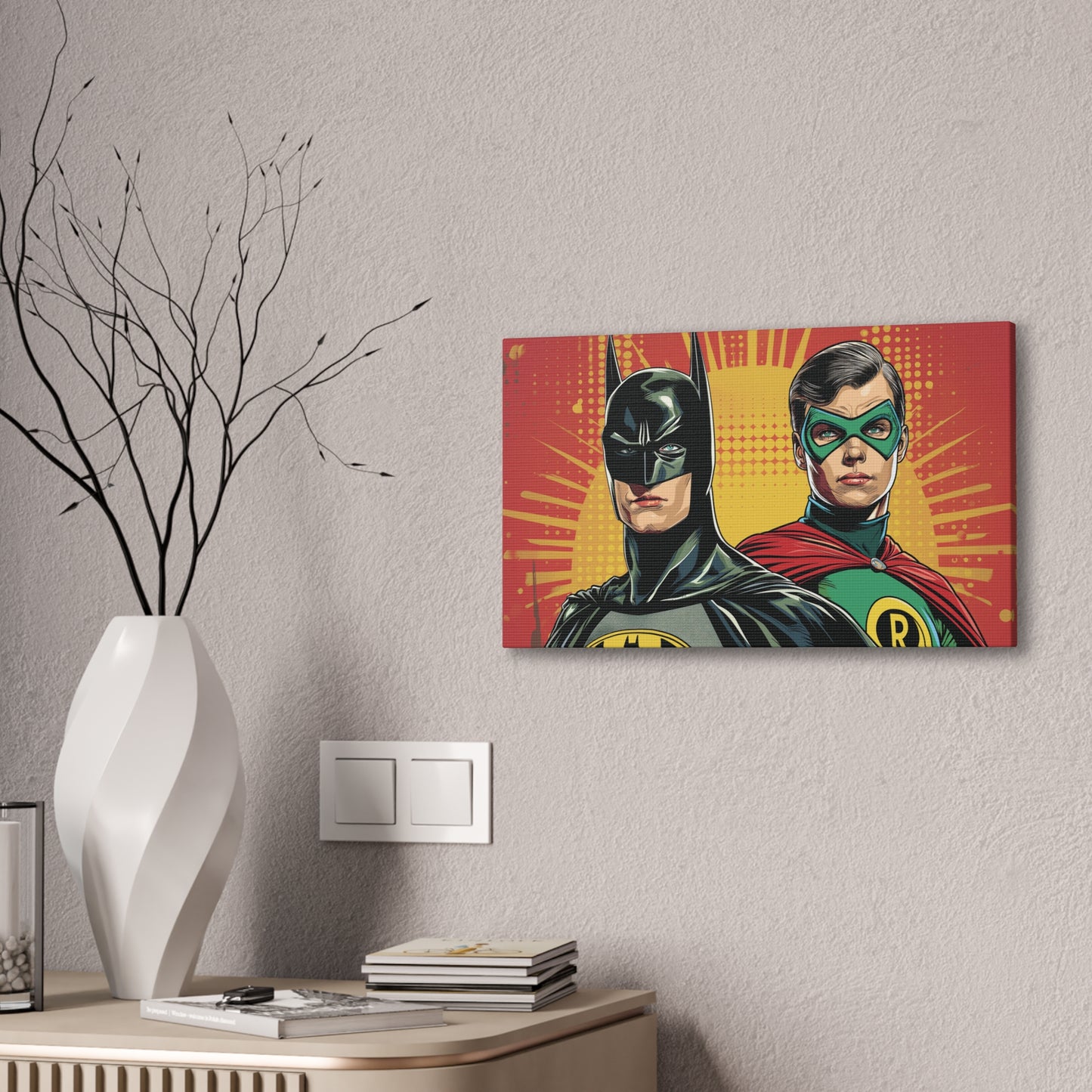 Bat and Boy Wonder 2 Canvas Stretched, 0.75"