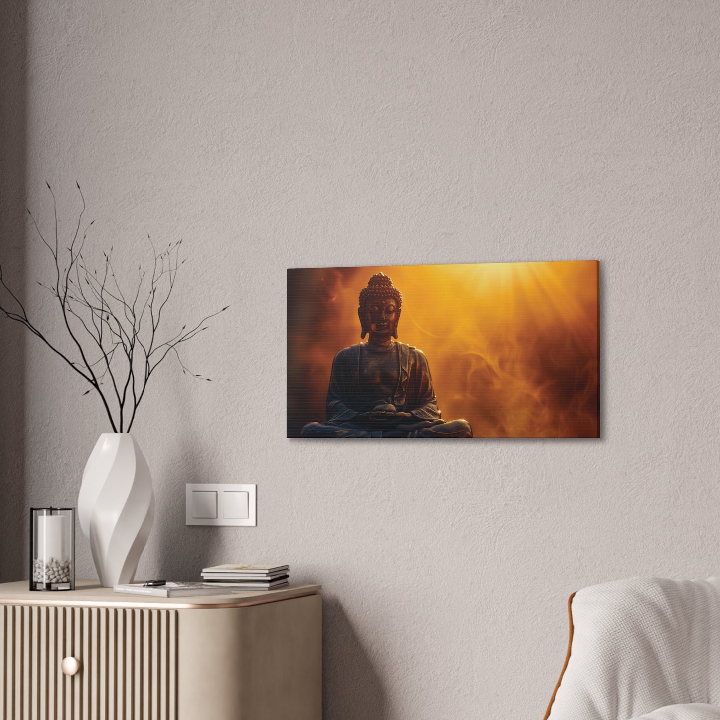 Buddha Painting Print 28 Canvas Stretched, 0.75"