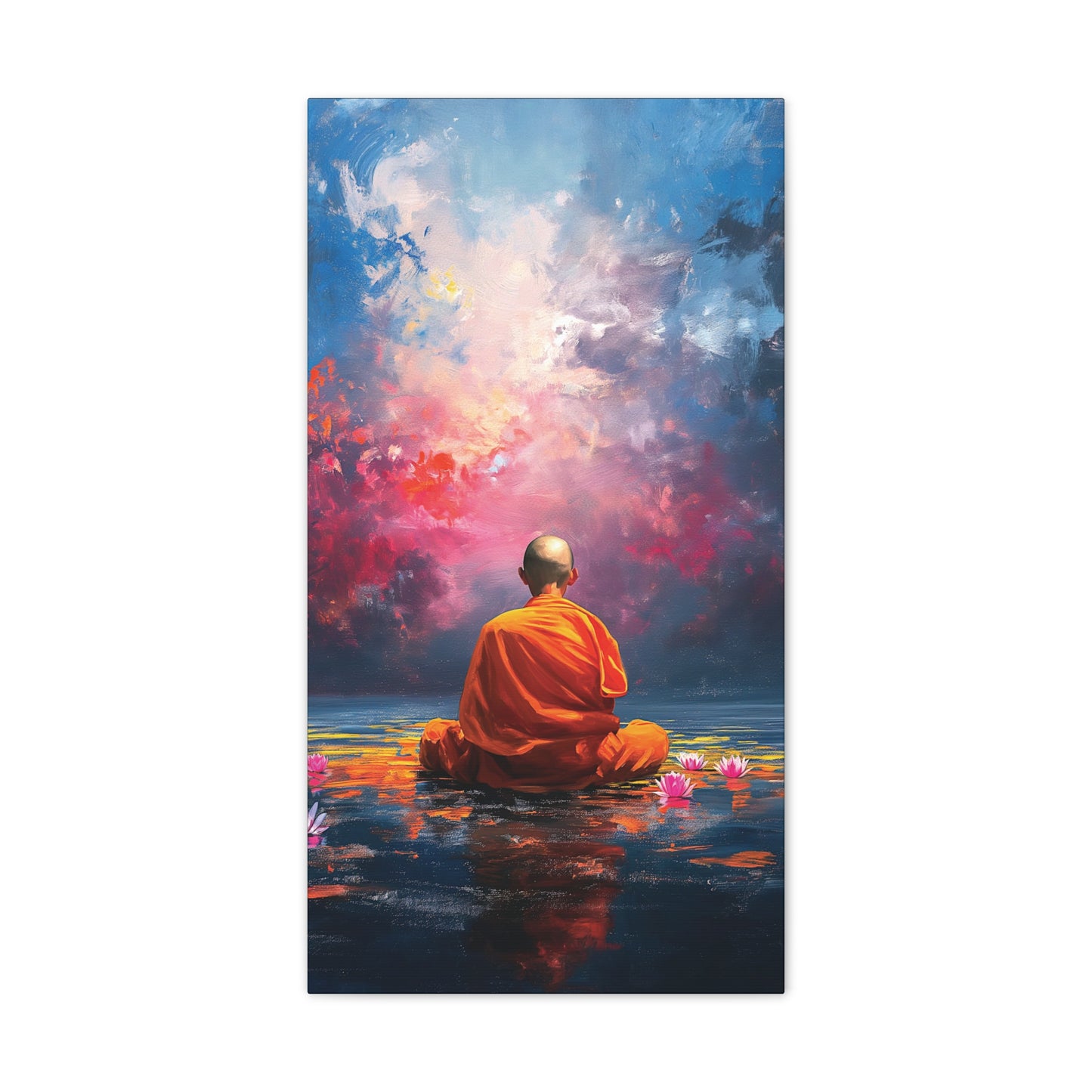 Buddha Painting Print 7 Canvas Stretched, 0.75"