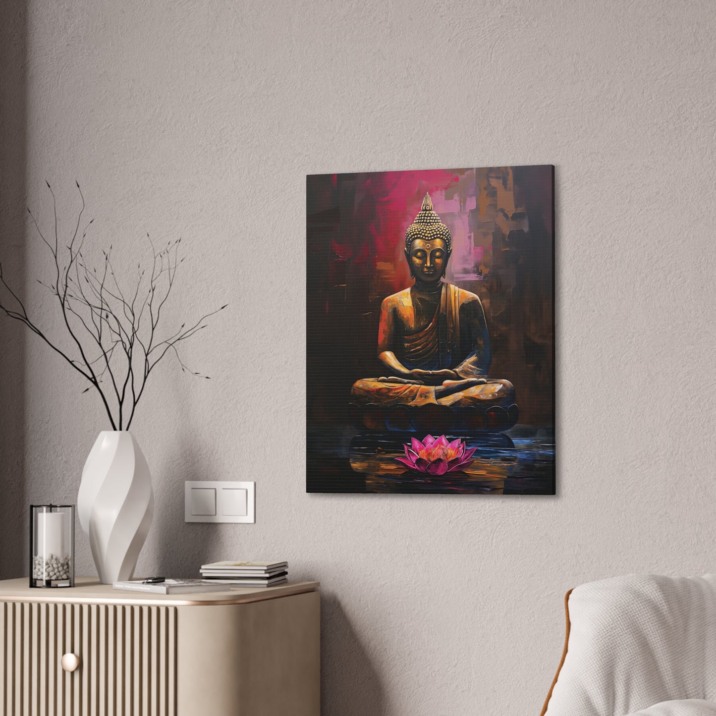 Buddha Painting Print 14 Canvas Stretched, 0.75"