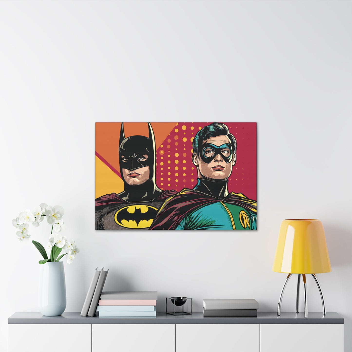 Bat and Boy Wonder Canvas Stretched, 0.75"