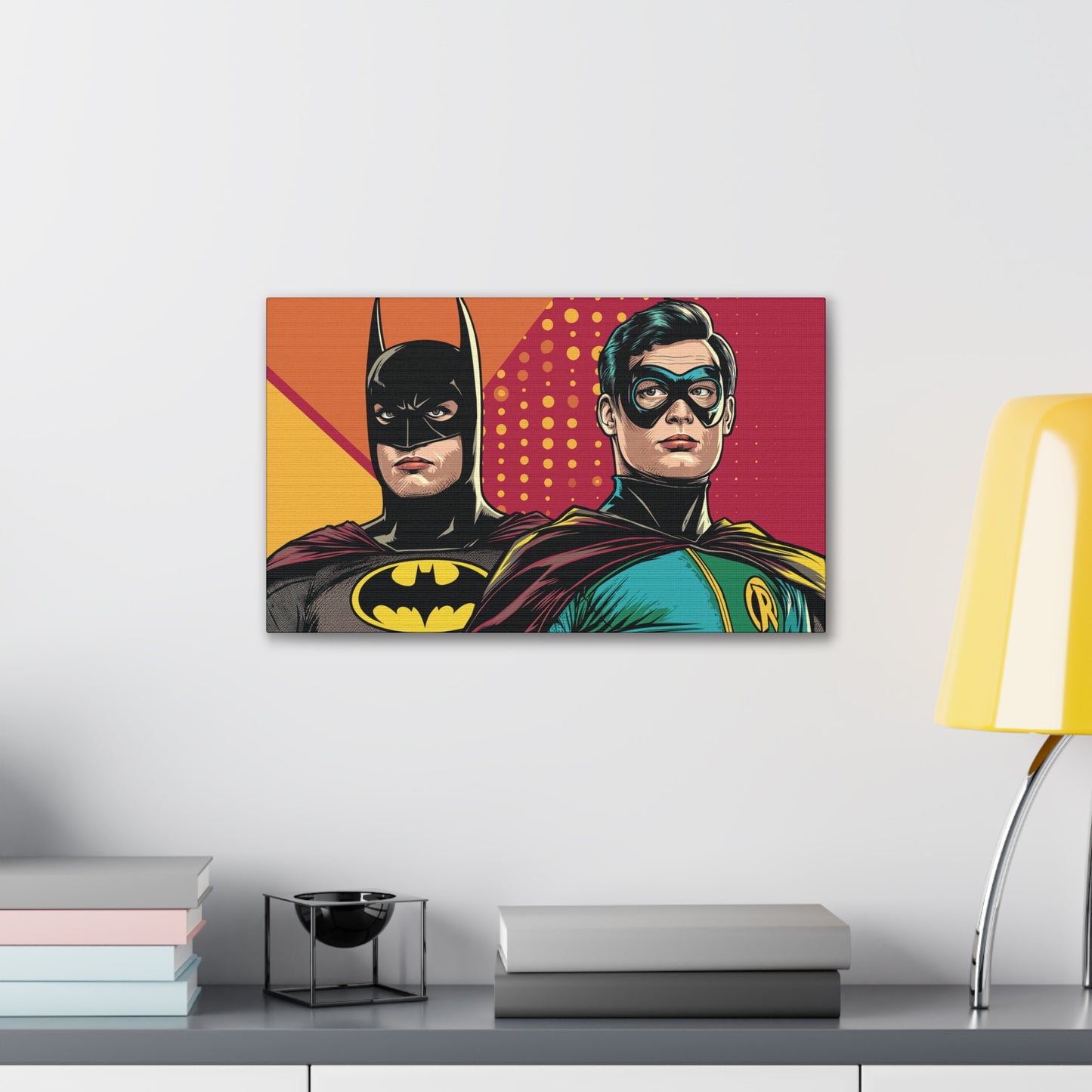 Bat and Boy Wonder Canvas Stretched, 0.75"