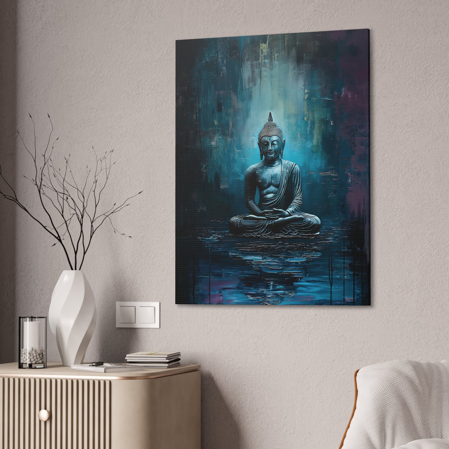 Buddha Painting Print 17 Canvas Stretched, 0.75"