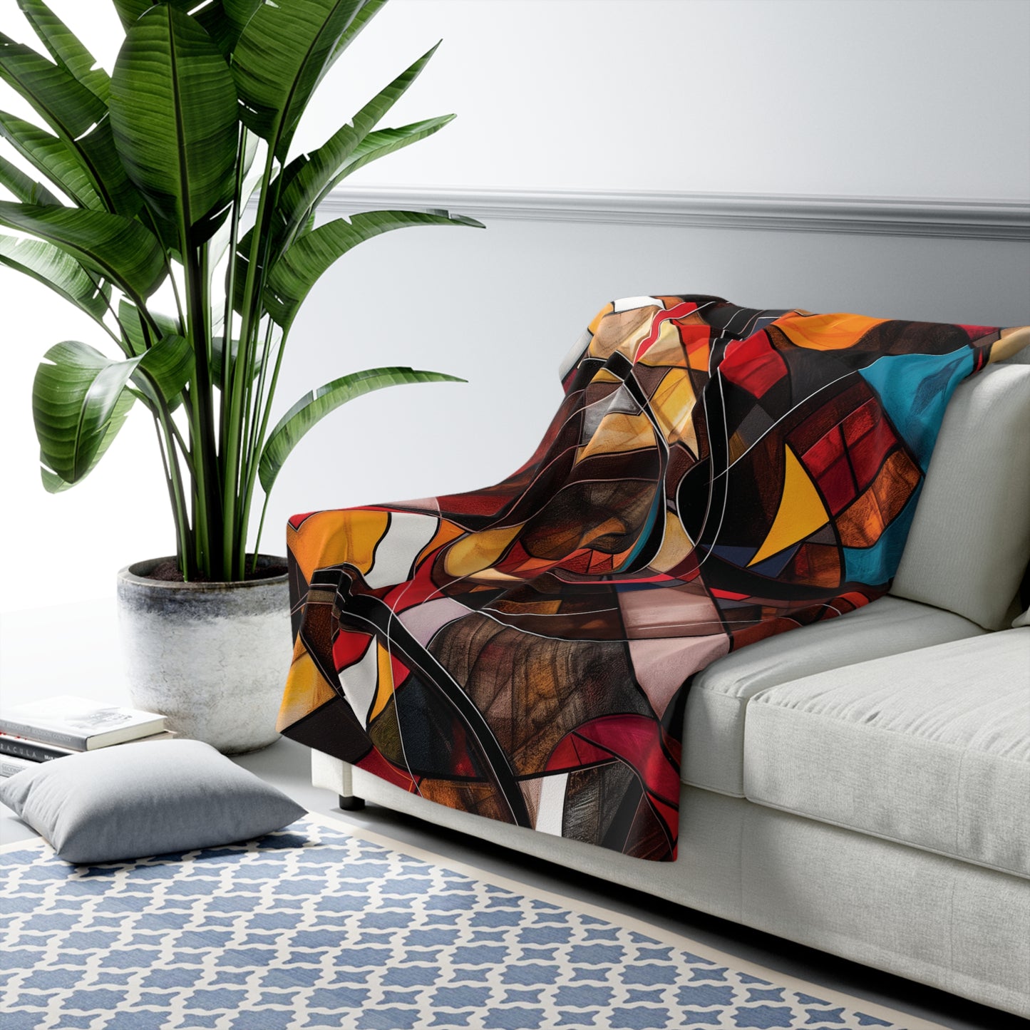 Abstract Cubist Sherpa Fleece Blanket