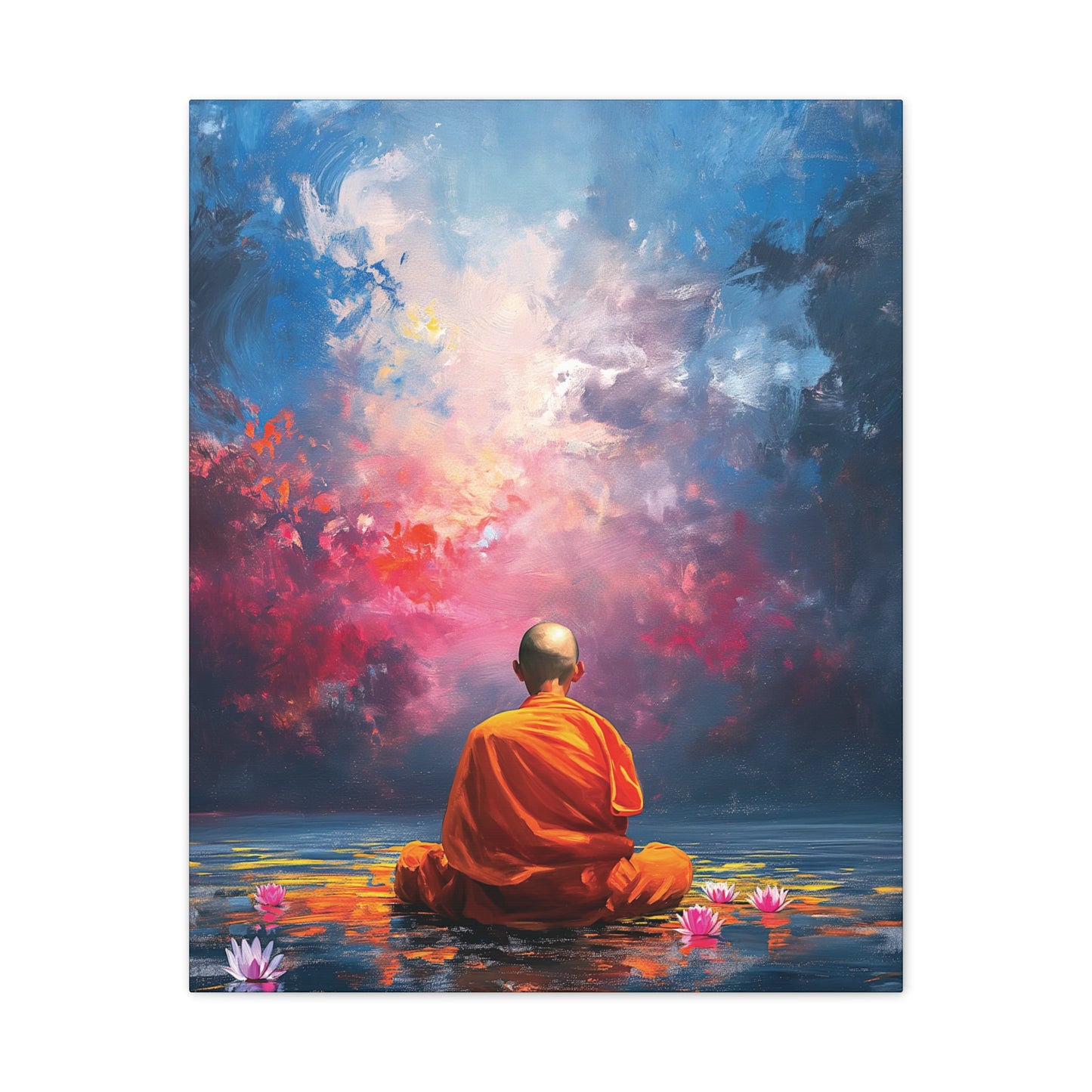 Buddha Painting Print 7 Canvas Stretched, 0.75"