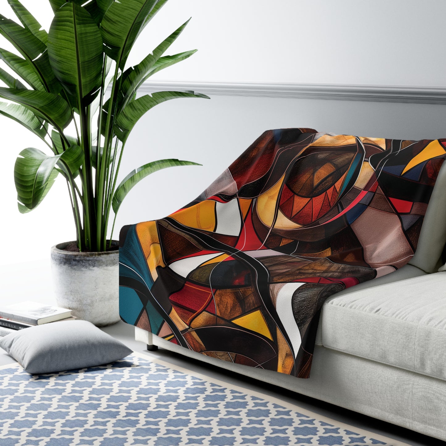 Abstract Cubist Sherpa Fleece Blanket