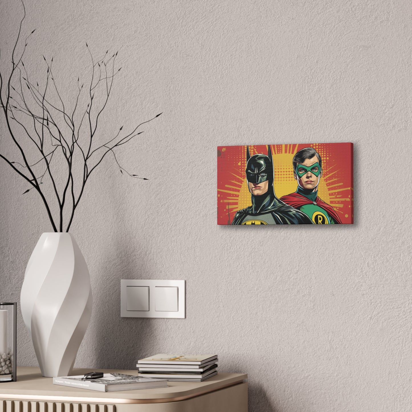 Bat and Boy Wonder 2 Canvas Stretched, 0.75"