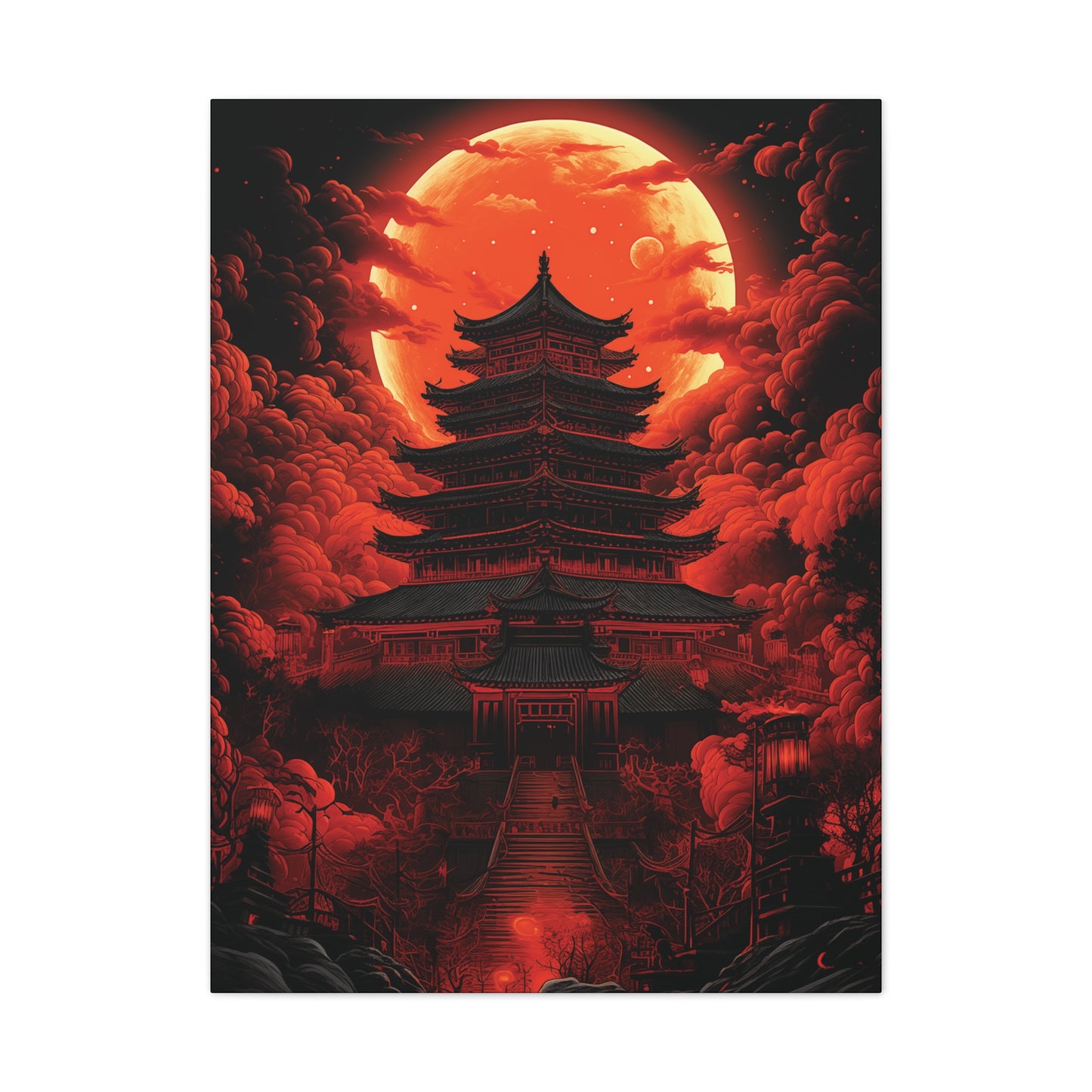 Japanese Temple Canvas Stretched, 0.75"