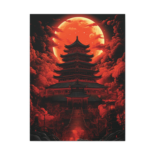 Japanese Temple Canvas Stretched, 0.75"