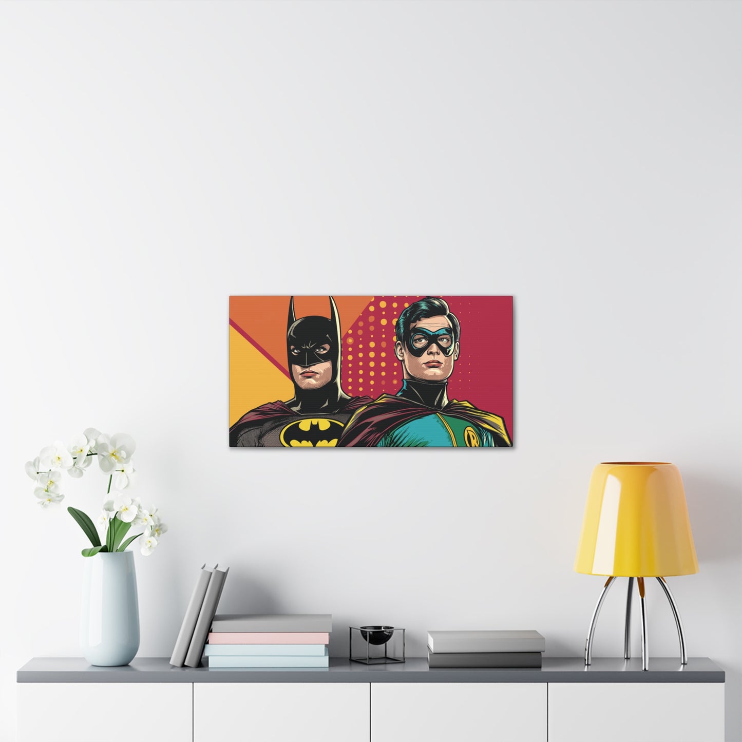 Bat and Boy Wonder Canvas Stretched, 0.75"