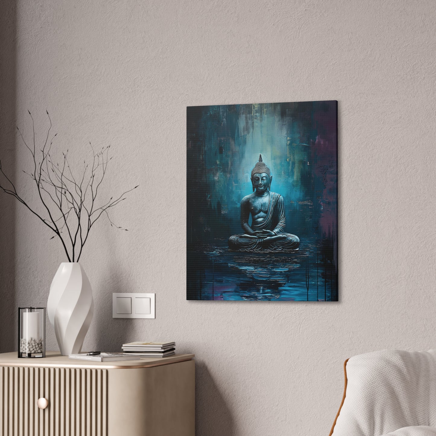 Buddha Painting Print 17 Canvas Stretched, 0.75"