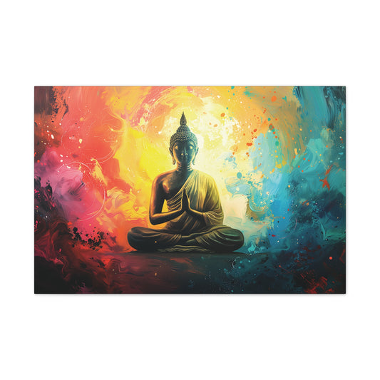 Buddha Painting Print 12 Canvas Stretched, 0.75"