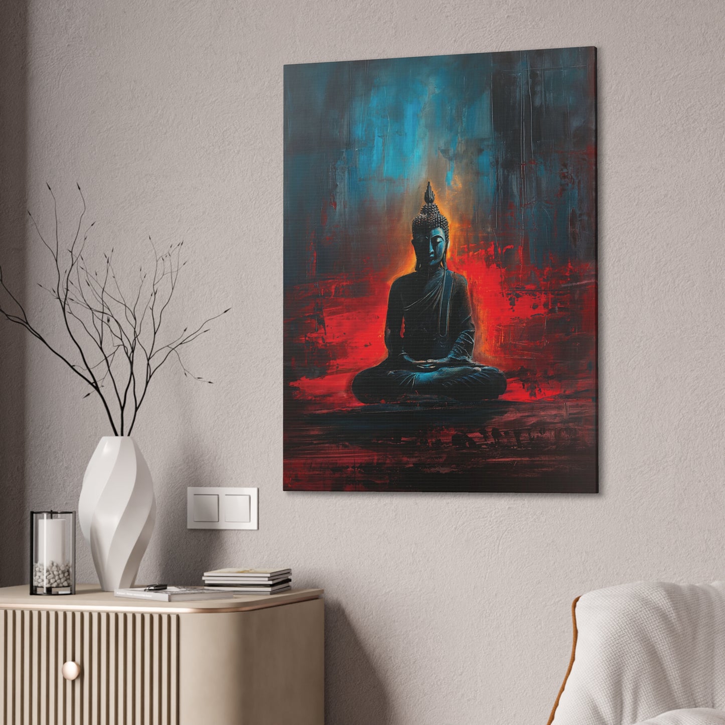 Buddha Painting Print 16 Canvas Stretched, 0.75"